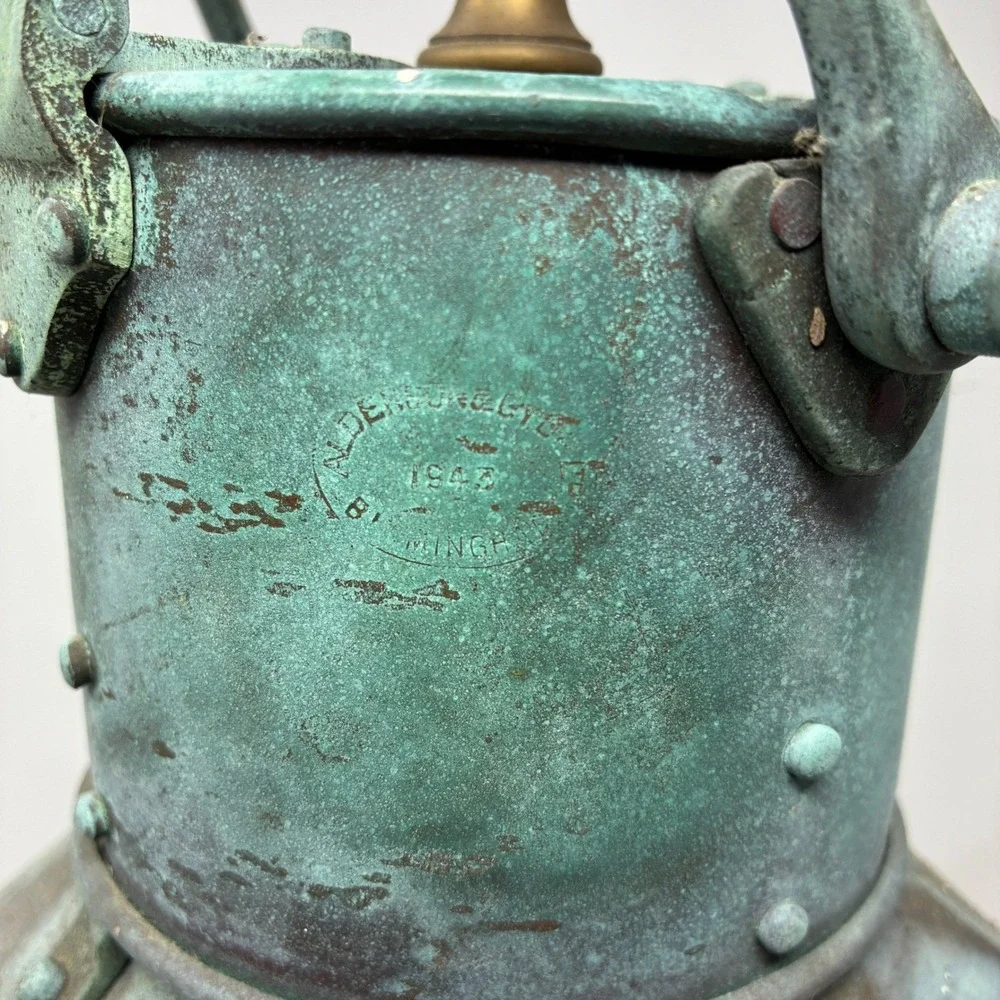 1943 WWII British Navy Ship Lantern Lamp Bow Port Patt 23 Copper Nautical - PAIR